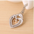 The Best Custom Mother's Day Jewelry Double Heart Crystal Pendant Necklace